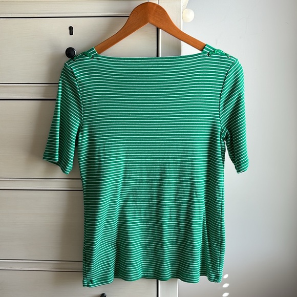 Kelly Green and White Striped Top. Size Medium - Picture 3 of 6